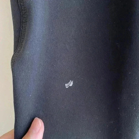 90 Degree by Reflex Black & White Striped Cropped Leggings with Neon Orange Band - Picture 4 of 13